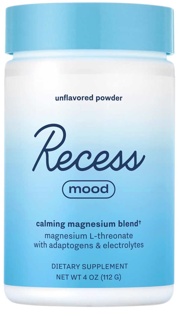 Recess Mood Powder, kalnrūpniecības magnija L-Threonate Blend ar Passion Flower, L-Teanīns, Elektrolīti, Magnija Calm atbalsta pulvera papildinājums - Neuzliesmojošs 28 Kalpošanas caurule