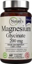 Dabas spēcīgais magnijs Glicinēt 200mg - Augsta Absorbcija Helated Magnijs -- Miega, Calm & Muskuļu Krampja atbalsts - Vegan Papildinājums - 60 Kapsulas
