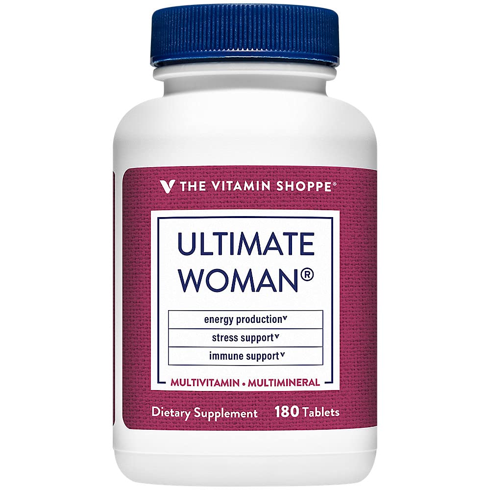 Vitamīnu veikals Ultimate Woman Multivitamīnu, augstas potences Multi ar zaļās tējas ekstrakts – enerģija un antioksidants Blend, ikdienas daudzminerālu papildinājums optimālu sieviešu veselību (180 tabletes)