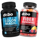 DR. BO Fiber Gummies & Colon Cleanse bagātinātāji - Garšīgs gumijas Prebiotic Fiber papildinājums - Super Colon Magic Bounel Kustība Atbalsts Gut & Kuņģis Tīrīšana