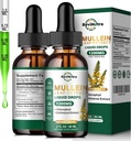 2 Iepakojums Mullein Pilieni Lungs, 1200mg Mullein Leaf ekstrakta šķidruma pilieni ar hlorofilu plaušu tīrīšanai un detoksam, Respiratorās, imūnās, gremošanas sistēmas atbalsts