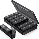 PULIV Pill organizēt 3 reizes dienā melnā krāsā privātuma aizsardzība, Portable Weekly Pill Box 7 diena ceļošanai, liels gaismas proof Pill kaste vitamīniem, medikamentiem, papildinājumiem un zivju eļļas