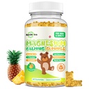 Magnija Gumijas bērniem - Magnija Glicināt Gumijas Papildinājums ar L-Teanīnu, B6 vitamīns, D3 pieaugušajiem un bērniem, Kalmārs Magnijs miegam, Relaksācija, Smadzenes, Kauli, BezCugara Ananas 60ct
