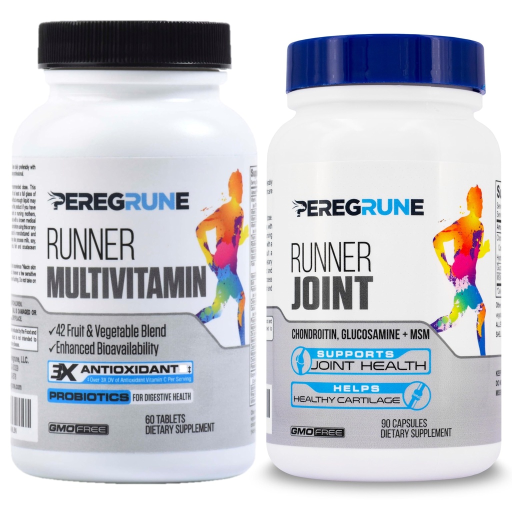 Runner Multivitamīnu un locītavu atbalsta papildinājums – Antioksidanti, B vitamīna komplekss, Probiotikas veselībai, enerģija, izturība, atgūšana - Glikozamīna hondroitīns, MSM – GMP Skriešanas papildinājumi