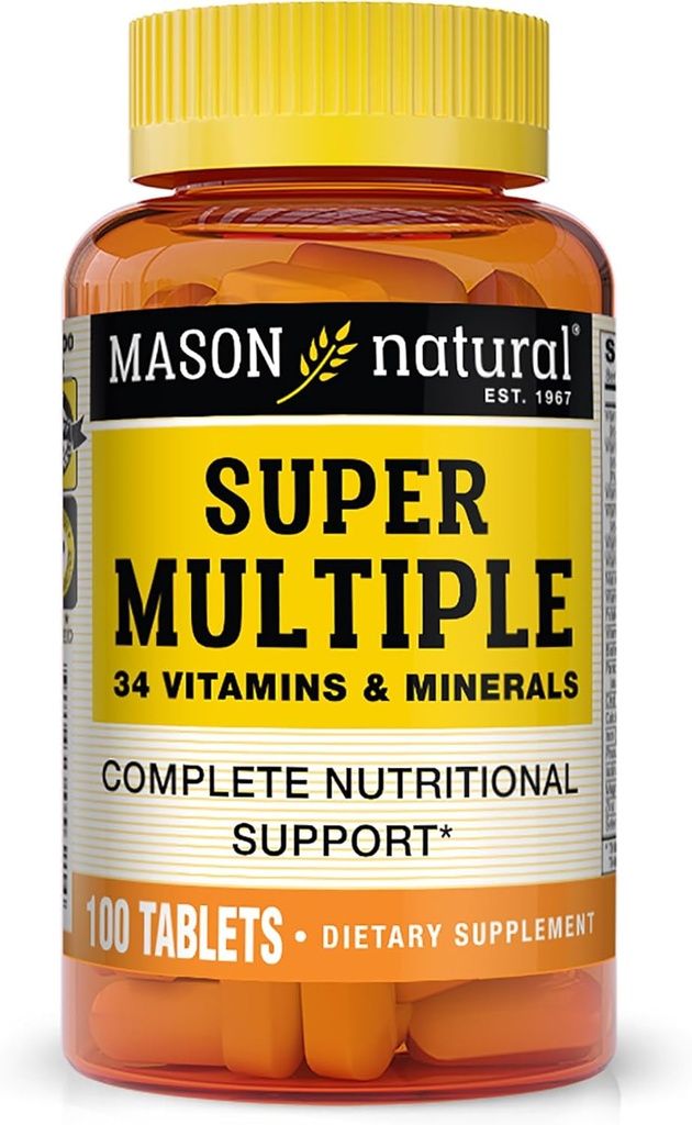 MASON DABAS Super Multi Multiferen 34 Vitamīni un minerālvielas - Pilnīgs uztura atbalsts, visi vienā Multivitamīnu, atbalsta vispārējo veselību, 100 tabletes