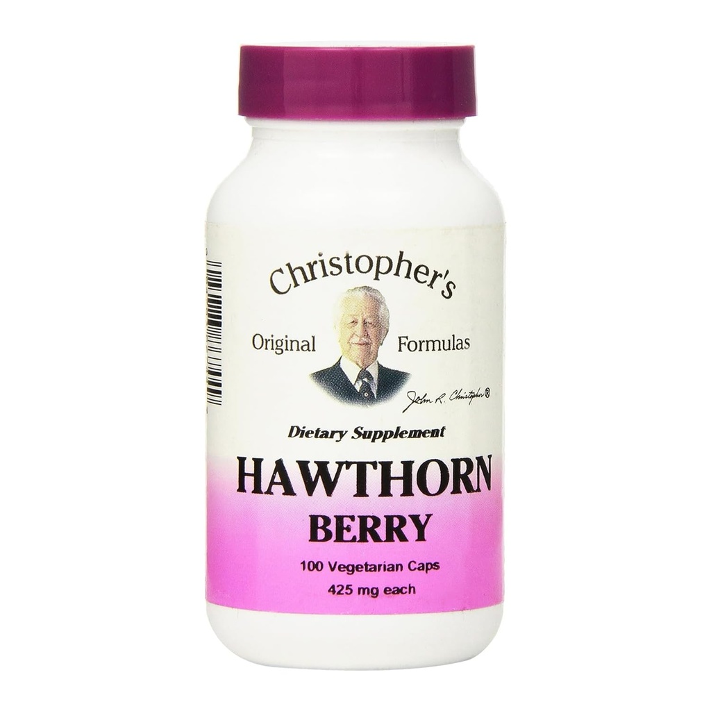 Christopher's Original Formulas Hawthorn Berry Capsules, augu papildinājums sirds un sirds un asinsvadu labsajūtai, 100 kapsulas