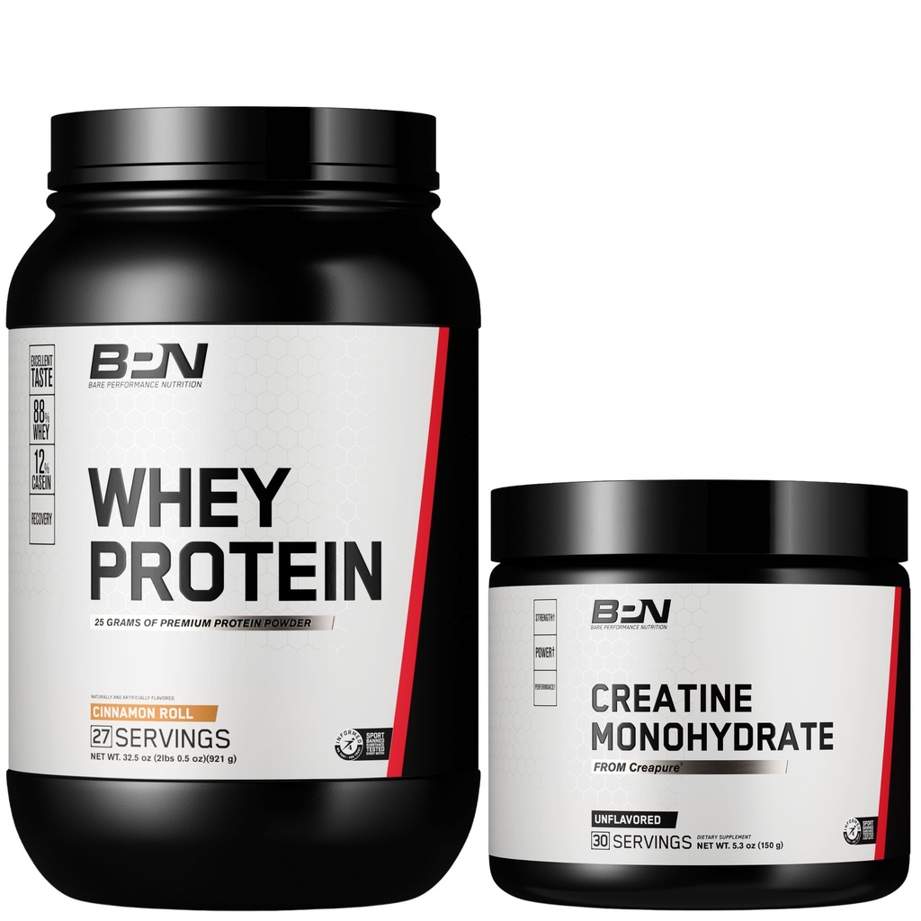 BARE PERFORMANCE NUTRITION BPN Whey Cinnamon Roll Protein + Creatine Bundle