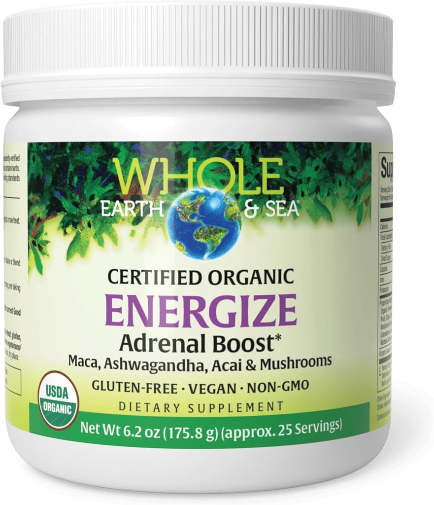 Visa zeme un jūra no dabas faktoriem, Energija Adrenal Boost ar Maca saknes, Ashwagandha & vairāk 6.2 oz pulveris