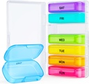 ZIKEE 7 Iepakojumi Extra Large Pill organizētājs, Portable Pill Box 7 Diena kabatai, Purse, Weekly Pill Case with Dual-protection Design, Pill Container Medication, Vitamīnu, Zivju eļļa, Papildinājums