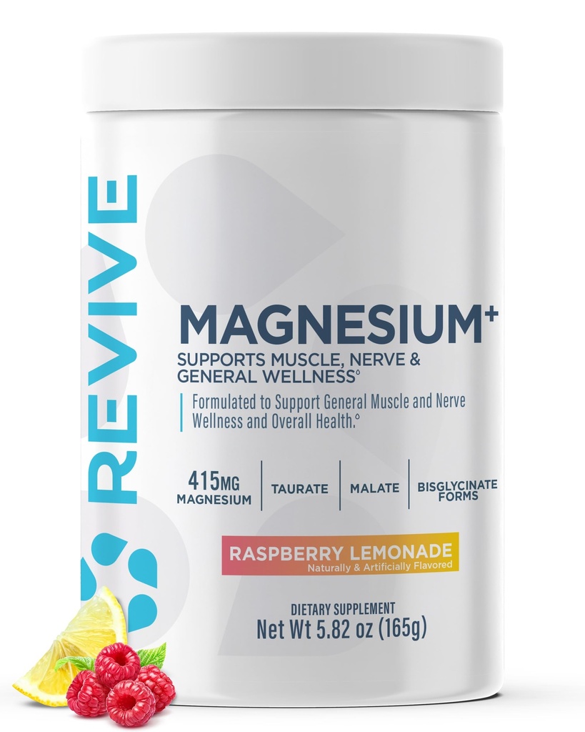 Atdzīvināt MD magnija pulvera papildinājums - Magnija karbonāts un Taurāts Pulveris Dzēriens Atbalsta Veselīgus Kaulus, Muskuļus, & Nervus - Vegan-Draudzīgi, Bez lipekļa un sojas (Avenberry Lemonade, 30 Servē)