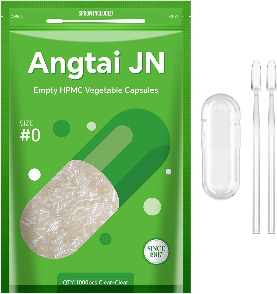 Izmērs 0 Kapsulas Tukšas Vegan Plant Based Clear (1000 Count) Gluten Free, Non-GMO, Halal Certified Pill Caps Pildīšanas komplekts ar 2 Spoons Vegetarian DIY Jūsu pašu papildinājumi