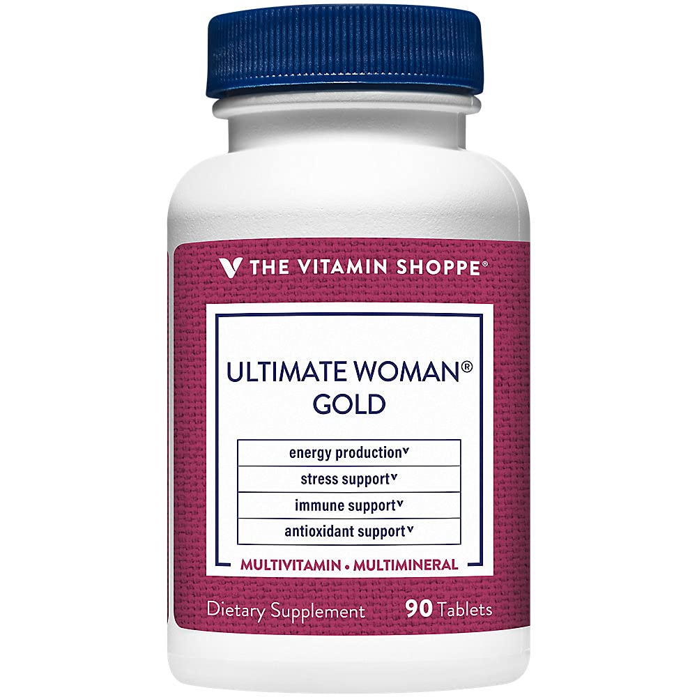 Vitamīnu veikals Ultimate Woman Gold Multivitamīni - ar dzelzs, B Vitamīni un D3 vitamīns un vairāk, lai atbalstītu enerģijas ražošanu, kaulu un imūno veselību - bez lipekļa Multi-Mineral (90 tabletes)