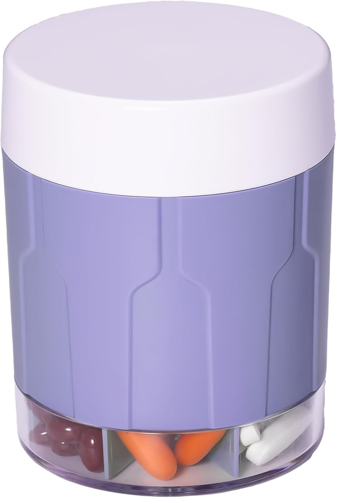 Betife Extra liels papildinājums organizētājs,weekly Pill organizētājs Pudele, Daily Pill Dispenser ar 7 lieliem iecirkņiem, organizētājs turēt 7 dienu vitamīnu zāles,21 etiķetes un tīrīšanas suka (Purple)
