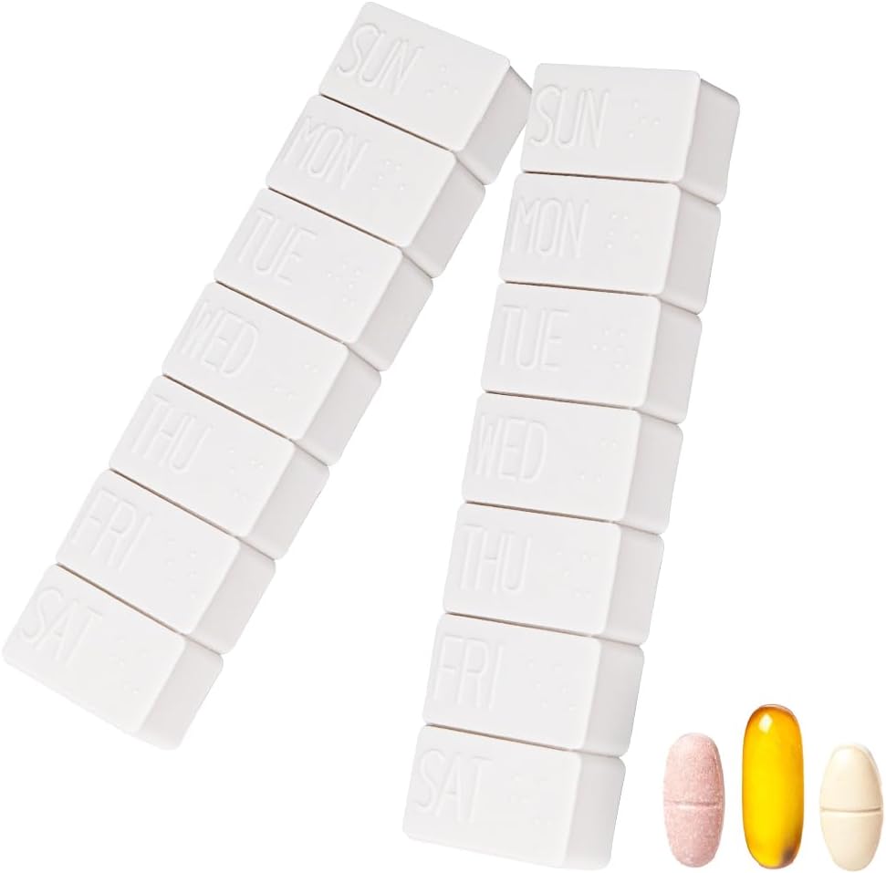 2Pack Weekly Pill organizētājs, Extra Large 7 dienas Tabletes lietām ceļot Daily Pill Box zivju eļļa, kalcija tabletes bagātinātāji un citi vitamīnu Pill