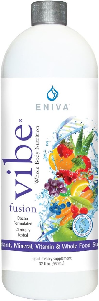 Eniva Vibe Fusion Daily Liquid Multivitamīnu un minerālu papildinājums Plūškoka CIN VIT C VIT D - uzturs Imunity Energy - Chocolate Cherry - 32 oz pudele