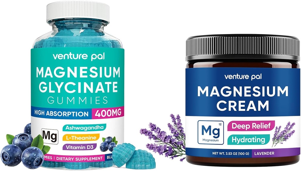 Magnijs Glicerīns Gumijas ar Ashwagandha, Magnija Krēms - Miega, Muskuļu Krampis un Relaksācija