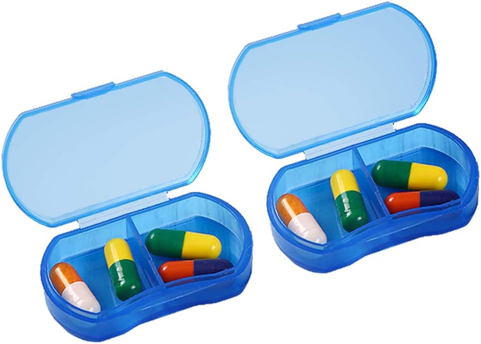 2PCS Pill Case organizator Kabatas mazais Pill turētājs, Daily AM & PM Konteineri, Medicīna turētājs, Ideāli piemērots zālēm, Vitamīnu, Papildinājums, Ideāli piemērots ceļošanai, Ideāli piemērots Purse