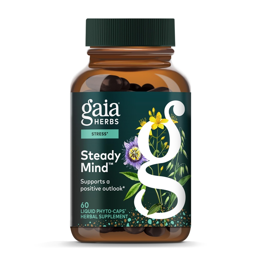 Gaia Herbs Emocionālais līdzsvars - Stresa atbalsta papildinājums, lai palīdzētu ķermenim pārvarēt stresu - ar asinszāli, Passionflower, Vervain, un Auzas - 60 Vegan Šķidro fitokapsulas (20 dienu piegādes)