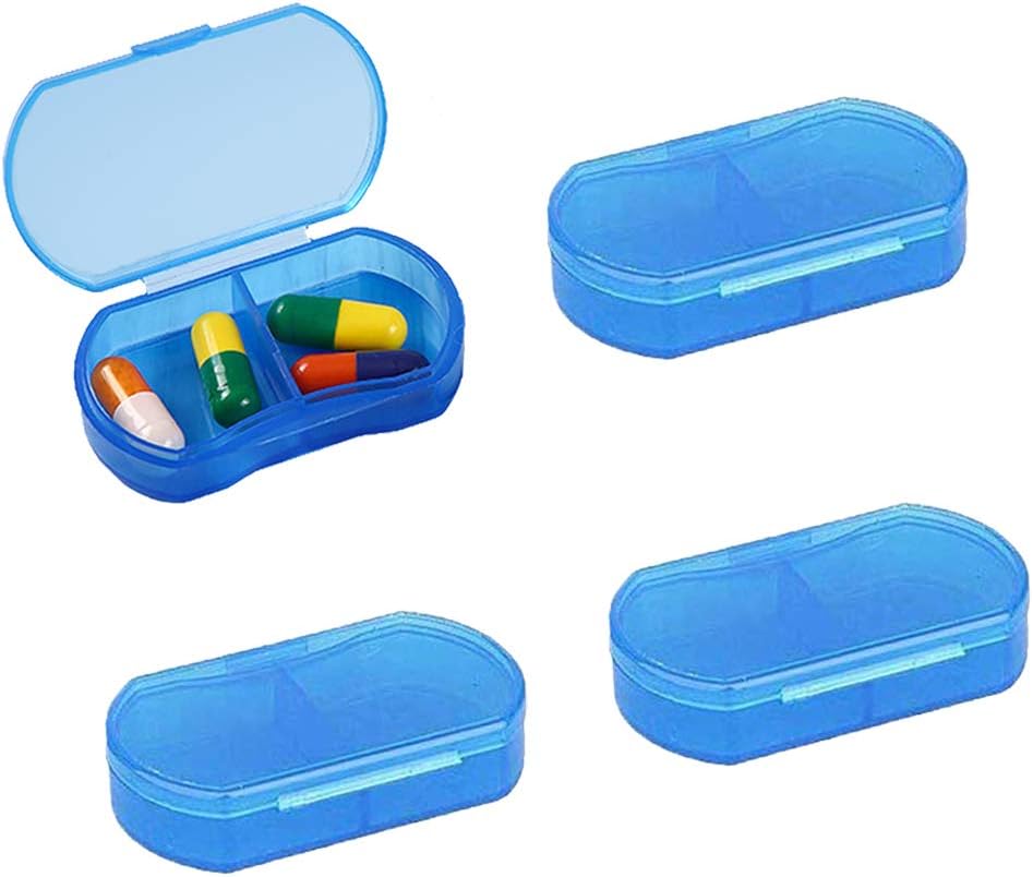 2PCS Pill kaste Purse Small 4PCS Pill organizētājs Portable Travel Daily Pill Konteineri AM & PM Mini Pill kaste vitamīns, zivju eļļa, papildinājums turētājs
