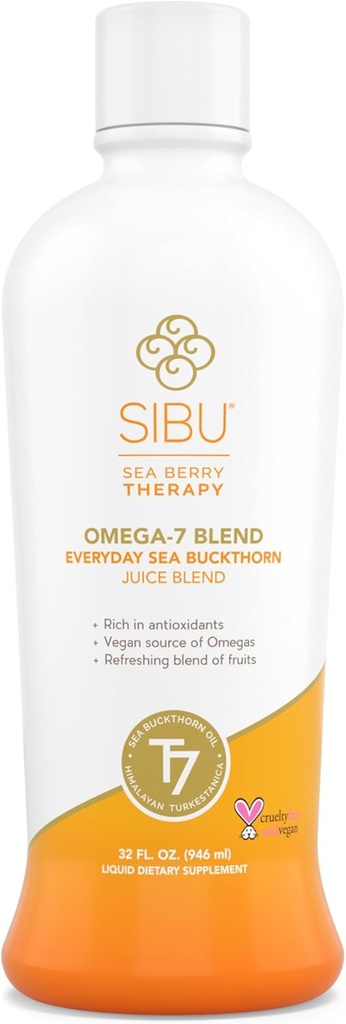 Sibu Blend Sea Bucktorn Fruit Suice - Omega 7 Sea Bucktorn Purée Sajaukts ar veselīgu augļu sulu - spēcīgs Omega 7 Pielikums, 32 Ounces