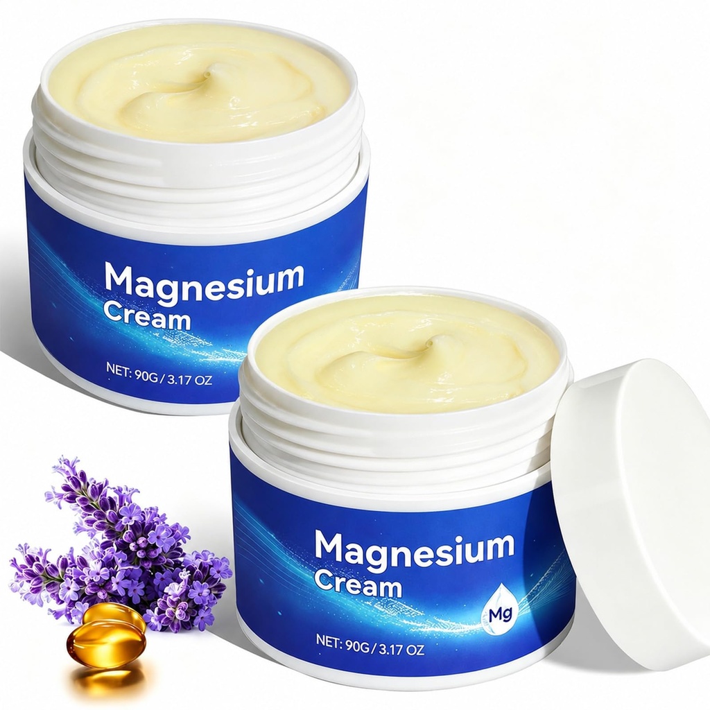 Magnija krēms ķermenim - magnija eļļa kājām, Pure Premium magnija losjons ar E vitamīnu un mandeļu eļļu muskuļu soraness