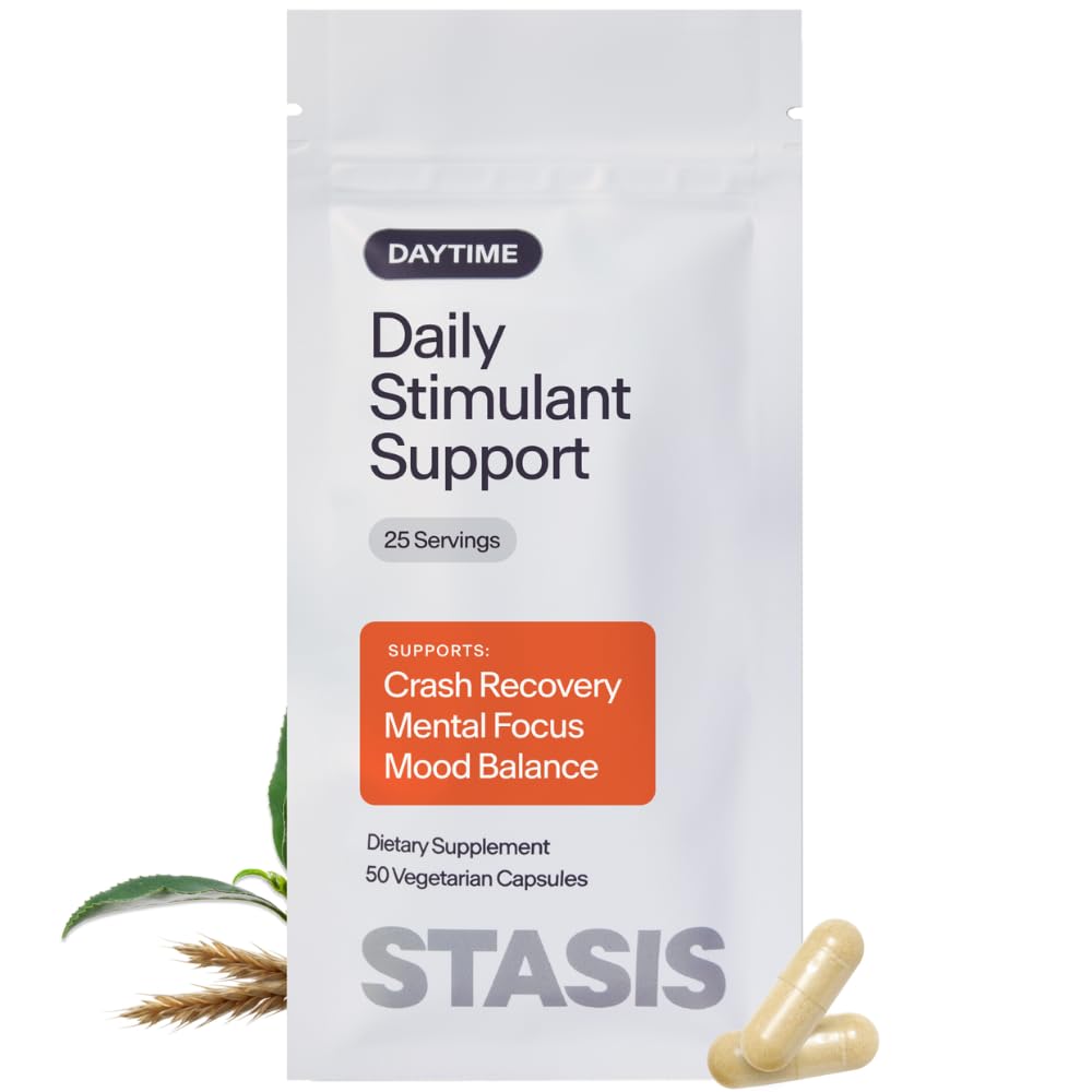Stasis Daytime Enerģija un Focus Papildinājums pāri ar jūsu stimulants - Jauna un uzlabota Formula Visu dienu enerģija, Mood & Brain Support - Nootrops ar pievienoto CoQ10 & Rhodiola Rosea (25 Kalpo)