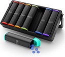 Katru nedēļu Pill organizētājs 2 reizes dienā, KOVIU Large Travel Pill Box 7 Day, Am Pm divreiz dienā Pill Case with Rotatable Handle, Week Pill Holder Konteiners vitamīnu zāles Papildinājums Zivju eļļa, Black