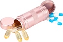 Small Pill Box Metal Pill Case - Pārnēsājams ūdensnecaurlaidīgs Pill Konteiners Pocket Purse, Travel Daily Pill Holder, Medicīna Organizators vitamīnu / Zivju eļļa / Applements Rozā 1 iepakojums