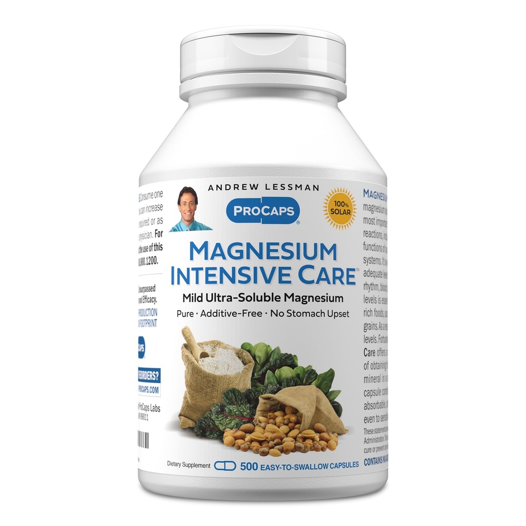 Andrew Lessman Magnija Intensīvā kopšana 500 Kapsulas – 200mg Viegls Ultra-šķīstošs Magnijs, atbalsta Nervus, Muskuļi, Smadzenes un Sirds, Nav piedevas, Maigs, Pat Visjutīgāko Stomachs