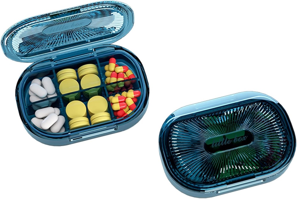 Maza Pill kaste, mitruma novēršanas tabletes, Travel Pill organizētājs Pocket Purse, Daily Portable Medicine Vitamīns, Zivju eļļa, Papildinājums (Zils)