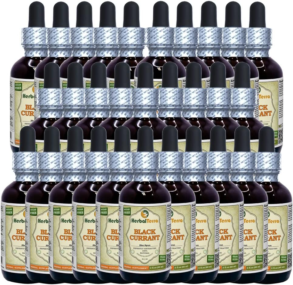 Upenes upenes (Ribes nigrum) Tinktūra, žāvētas lapas Šķidrais ekstrakts (Zīmola nosaukums: HerbalTerra, Proudly Made in USA) 30x2 fl.oz (30x60 ml)
