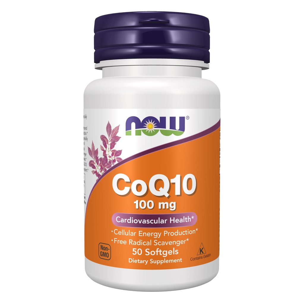 NOW piedevas, CoQ10 (Coenzyme Q10) 100 mg, Farmaceitiskā pakāpe, sirds un asinsvadu veselība*, 50 softgeli