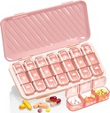 Pillu organizētājs 3 reizes Diena, 7 dienas Pill kaste - GloDeals Weekly Pill Organizators, Portable Noņemams Daily Medicine Konteiners Dispenser Kaste vitamīnu zivju eļļas papildinājums, rozā