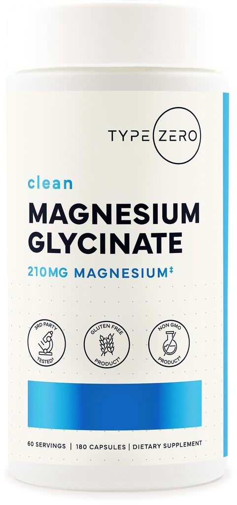 Nulles tipa magnija glicināts (210 mg - 180 kapsulas) Tīrs, ne-GMO, bez glutēna, dabīgs, augsts absorbcijas magnija papildinājums