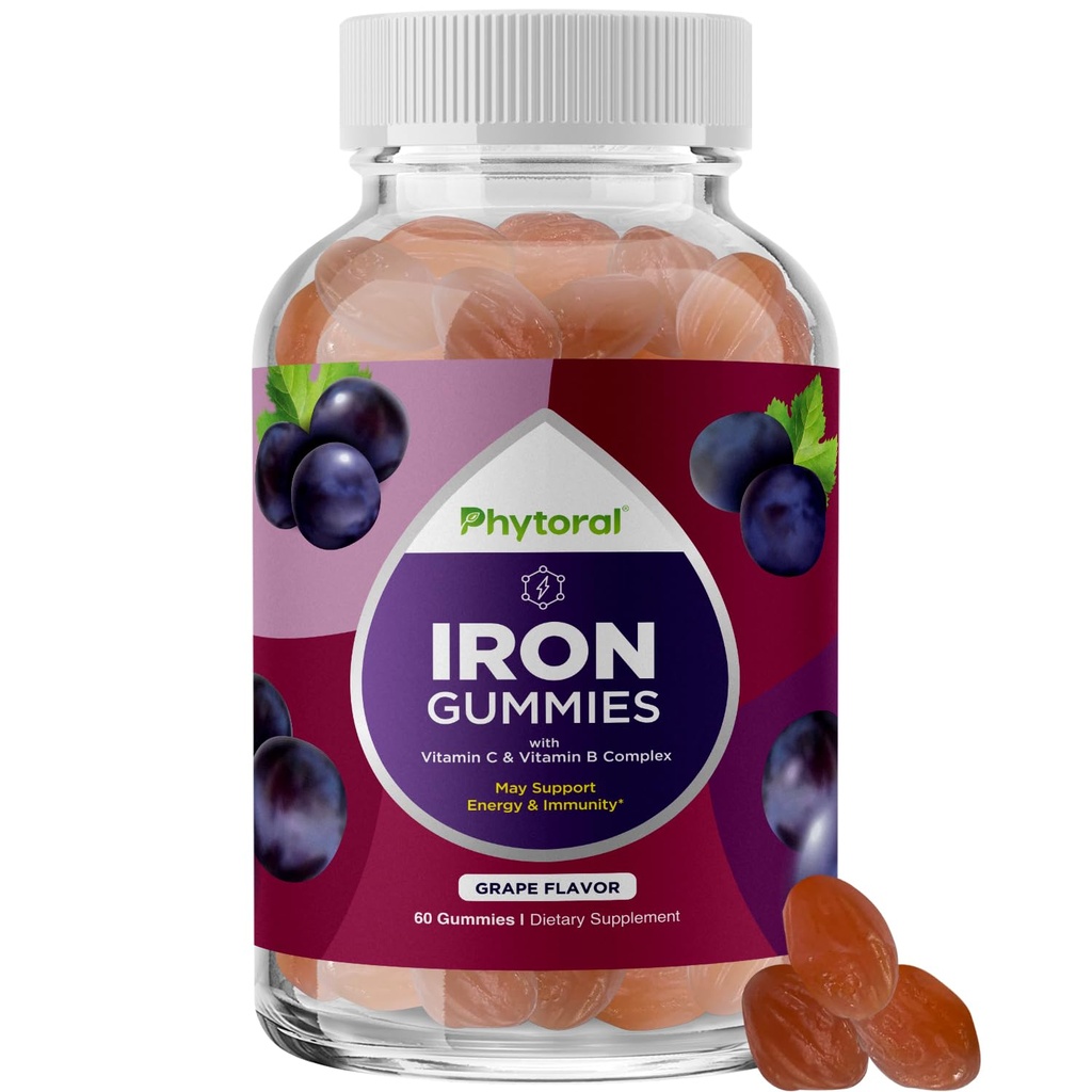 Dabas Multivitamīnu dzelzs Gumijas pieaugušajiem - Pieaugušajiem Gummy Vitamīni ar dzelzs un enerģijas Boost B Complex Vitamīni - Gummy Papildinājums un Garīgā skaidrība Focus Multivitamīni