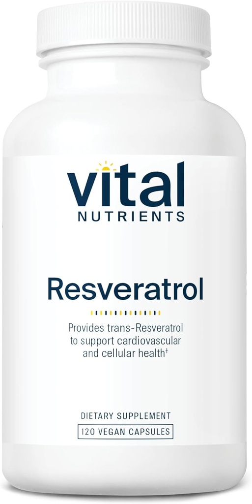 Vitālie barības līdzekļi Resveratrols -- ultraaugstas potences antioksidants -- Trans Resveratrols sirds un šūnu veselības atbalstam * -- Vegan Papildinājums - Glutens, Piens un sojas bez -GMO - 120 kapsulas
