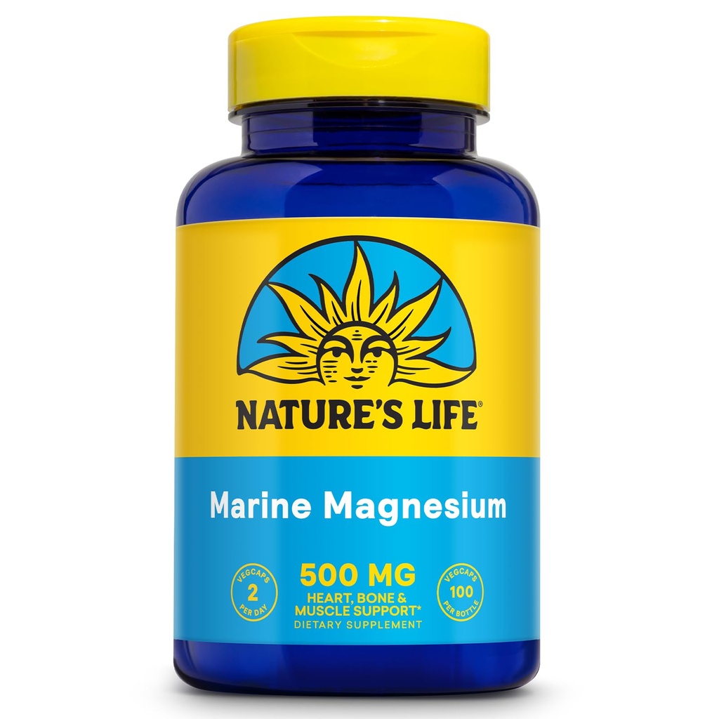 Dabas dzīve Marine Magnijs 500mg ; Veselīga Digestion & Regularity Formula ar magnija hidroksīdu no Ziemeļu jūras ūdeņiem ; 100 Veģetāru Caps