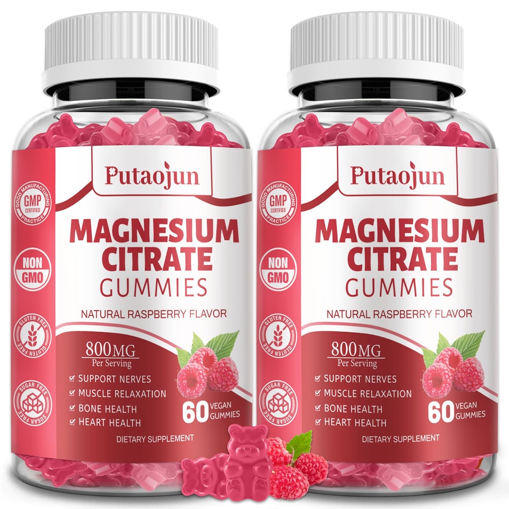 Magnija citrāts Gumijas - Magnija Papildinājums sievietēm - Augsta Absorbcija Magnija Papildinājums - Vegāns, Ne-GMO Magnija Gumijas - 120 Aveņu Flavor (iepakojums no 2)