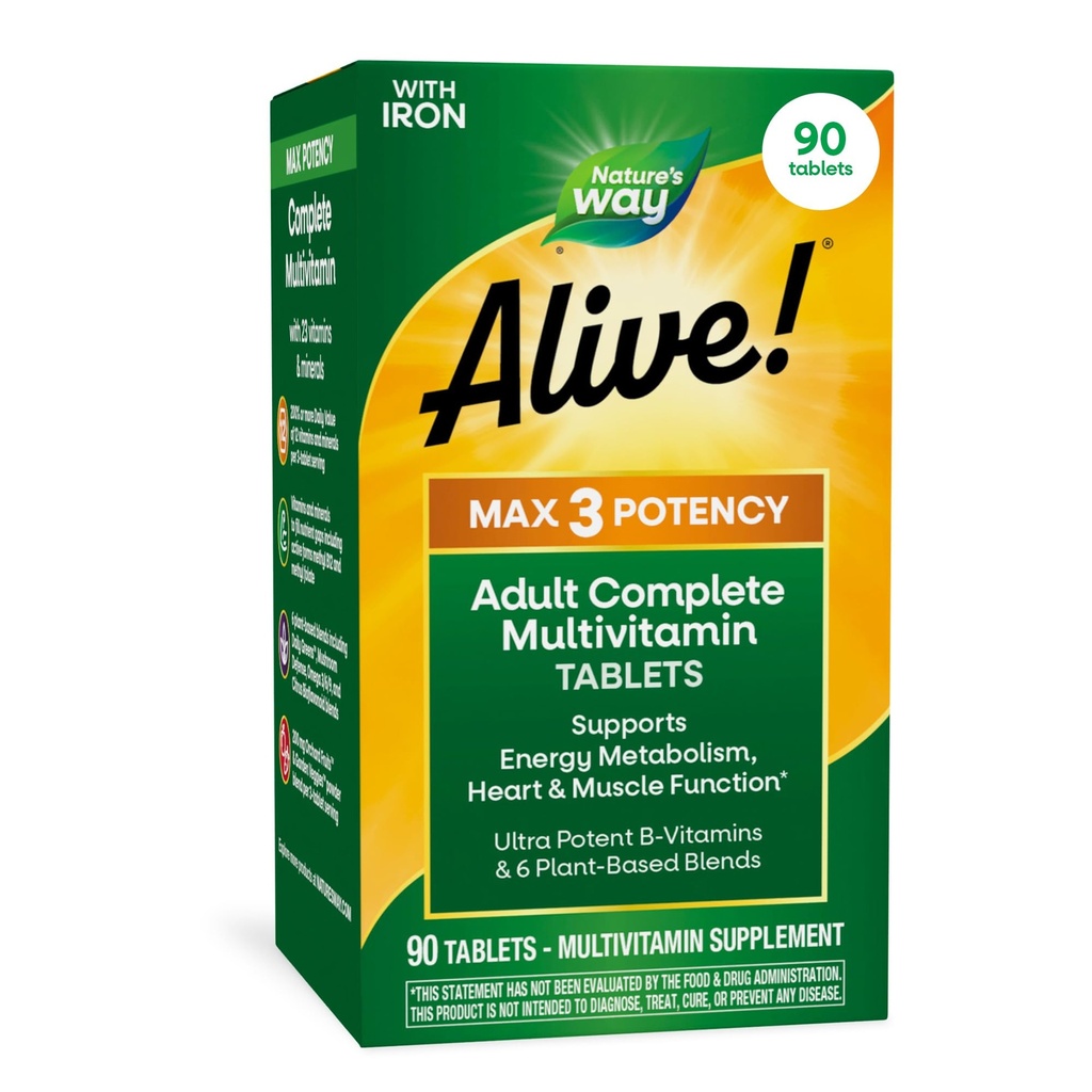 Dabas ceļš dzīvs! Max3 dienas deva multivitamīni, metilēts B12 un folāts, īpaši potenciāli B-vitamīni, kas veicina enerģijas vielmaiņu*, 90 tabletes
