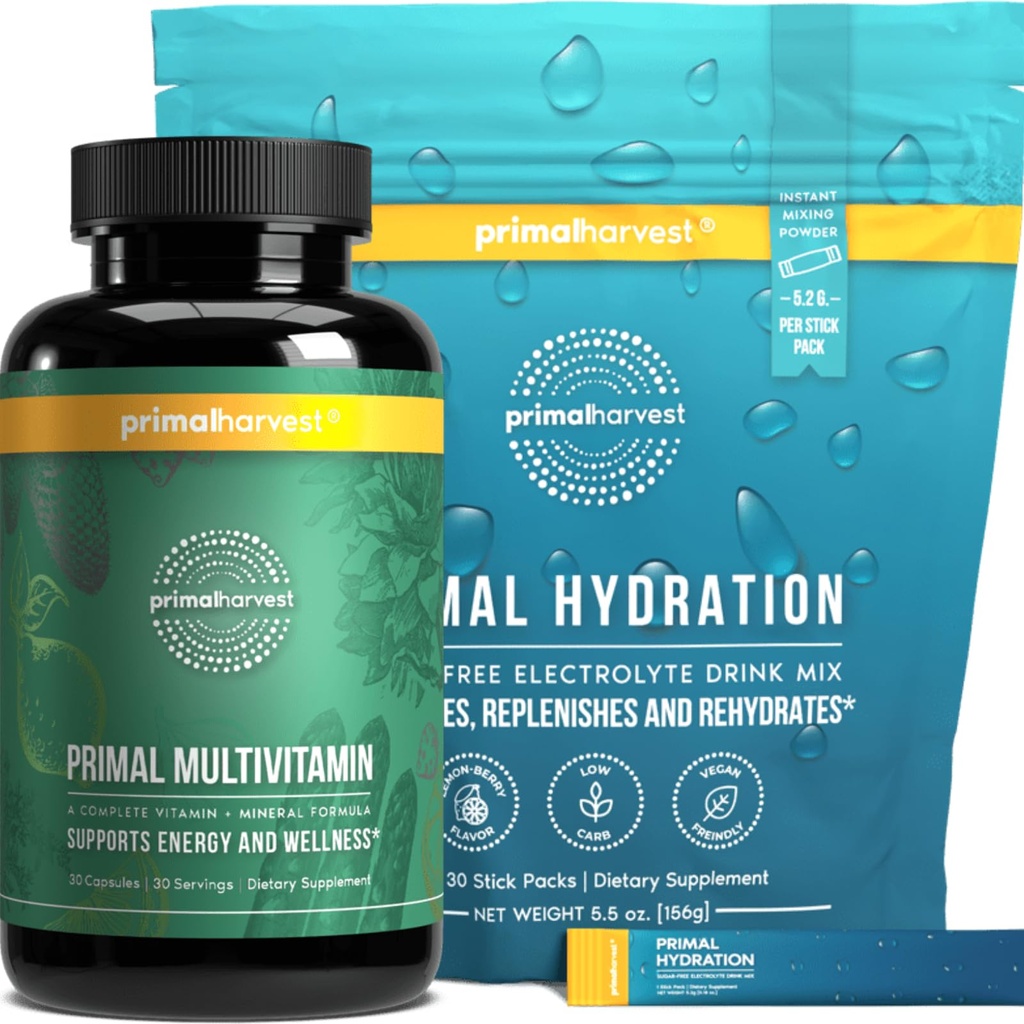 Primal Ražas Multivitamīnu un hidrācijas pulvera papildinājumi vīriešiem, barle