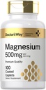 Ārsta ceļš Magnija papildinājums 500mg -100 Apvalkoti Caplets -- Magnija oksīds -- Veģetārs, nav GMO, bez lipekļa