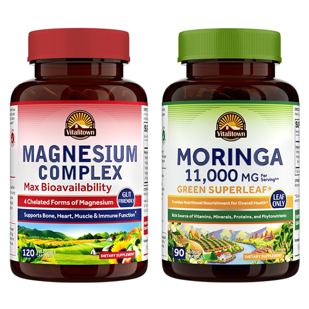 Vitalitown Magnijs + Moringa saišķis (iepakojumā no 2) 