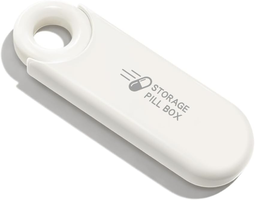 Slim Travel Pill organizētājs, mazās tabletes fits Purse vai kabatā, Compact Portable Pill turētājs, Stylish 3 Iedalījumi Dienas vitamīnu kaste (balts)