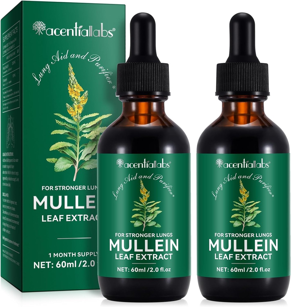 Mullein Leaf ekstrakts Lungs,Mullein Pilieni Lungs,Mullein Chlorophyll Pilieni Lungs,Mullein Herbal papildinājumi ar Chlorophyll (2Pack)