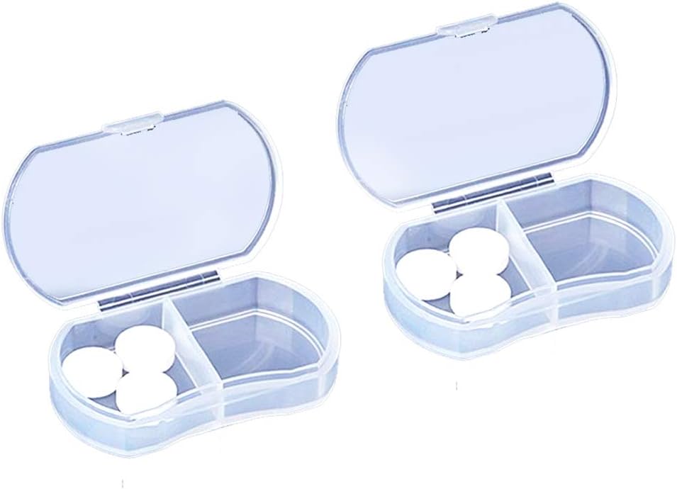 2PCS Pill iepakojums organizētājs, Daily AM & PM konteineri, Medicīna turētājs, Ideāls zālēm, vitamīns, Papildinājums, Ideāls ceļošanai, Ideāls purse (balts)