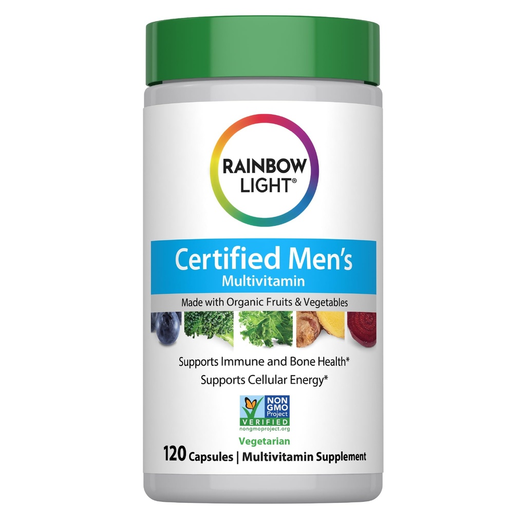 Varavīksnes gaišie multivitamīni vīriešiem, C vitamīns, D & cinks, probiotikas, vīriešu multivitamīni nodrošina augstu potenci Imūnās, sirds, un aknu uzturs, ne-GMO, veģetārietis, 120 tabletes