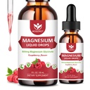 (2 Iepakojums) Magnijs Glicerīns Šķidrie pilieni ar citrātu un Taurātu - Augsta Absorbcija 1000 mg Šķidrais magnija komplekss ar D3, GABA, L-teanīnu izgulsnēšanai, muskuļiem un fokusu, Aveņu Flavor - 30ml