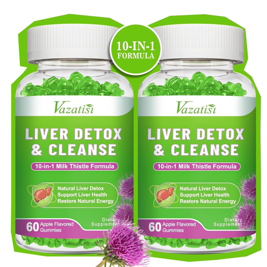 Aknu tīrīt Detox remonts Gumijas, piena gumijas ar artišoku, Dandelion aknu atbalstam, vegans un ne-GMO, bez želatīna, ābolu flavors 120ct