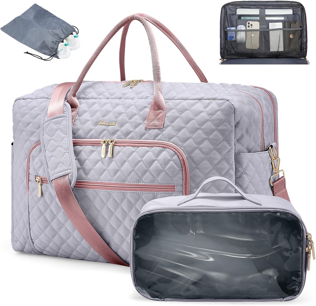 LOVEVOOK Travel Duffle Bag - Sieviešu Weekender Carry on Nakšņošanas klēpjdators & Gym Bag ar tualeti / Shoe Pocket, Hospital Labor Bag