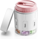 Daviky Pill pudeles organizētājs, papildinājums organizētājs ar 7 lieliem iecirkņiem, Travel Pill Dispenser Round Pill kaste ar diviem Lids (Rozā